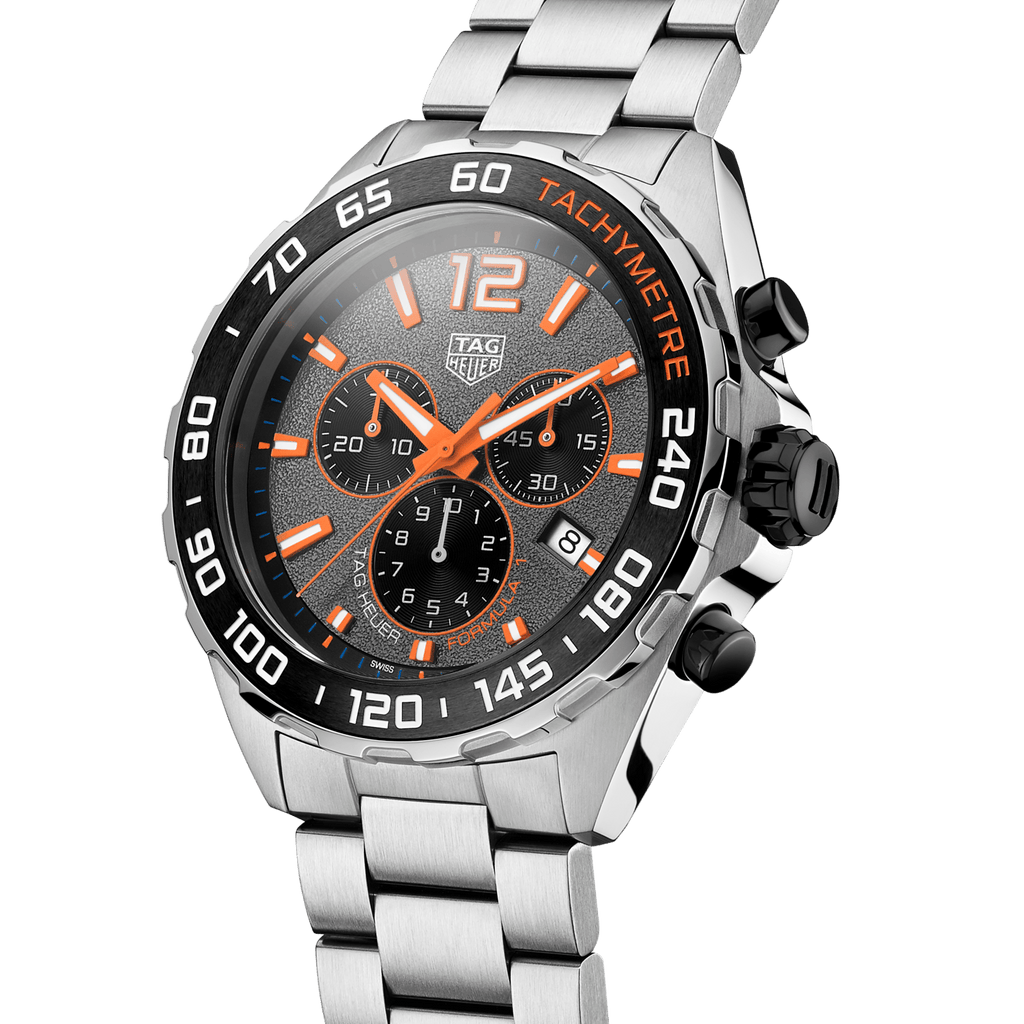 Tag Heuer Formula 1 Chronograph Ceramic Black Dial Silver Steel Strap Watch for Men - CAZ101AH.BA0842