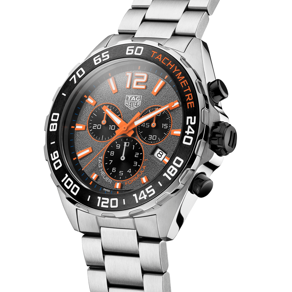 Tag Heuer Formula 1 Chronograph Ceramic Black Dial Silver Steel Strap Watch for Men - CAZ101AH.BA0842