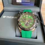 Tag Heuer Formula 1 Chronograph Green Dial Green Rubber Strap Watch for Men - CAZ101AP.FT8056