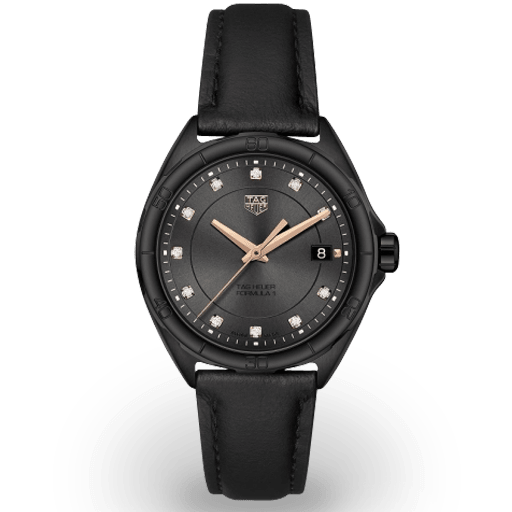 Tag Heuer Formula 1 Diamonds Black Dial Black Leather Strap Watch for Women - WBJ1417.FC8234