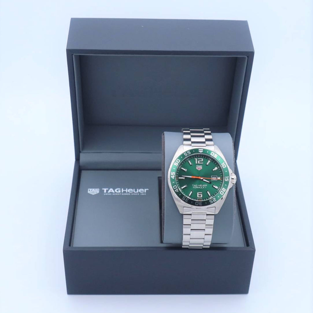Tag Heuer Formula 1 Limited Edition Green Dial Silver Steel Strap Watch for Men - WAZ1017.BA0842