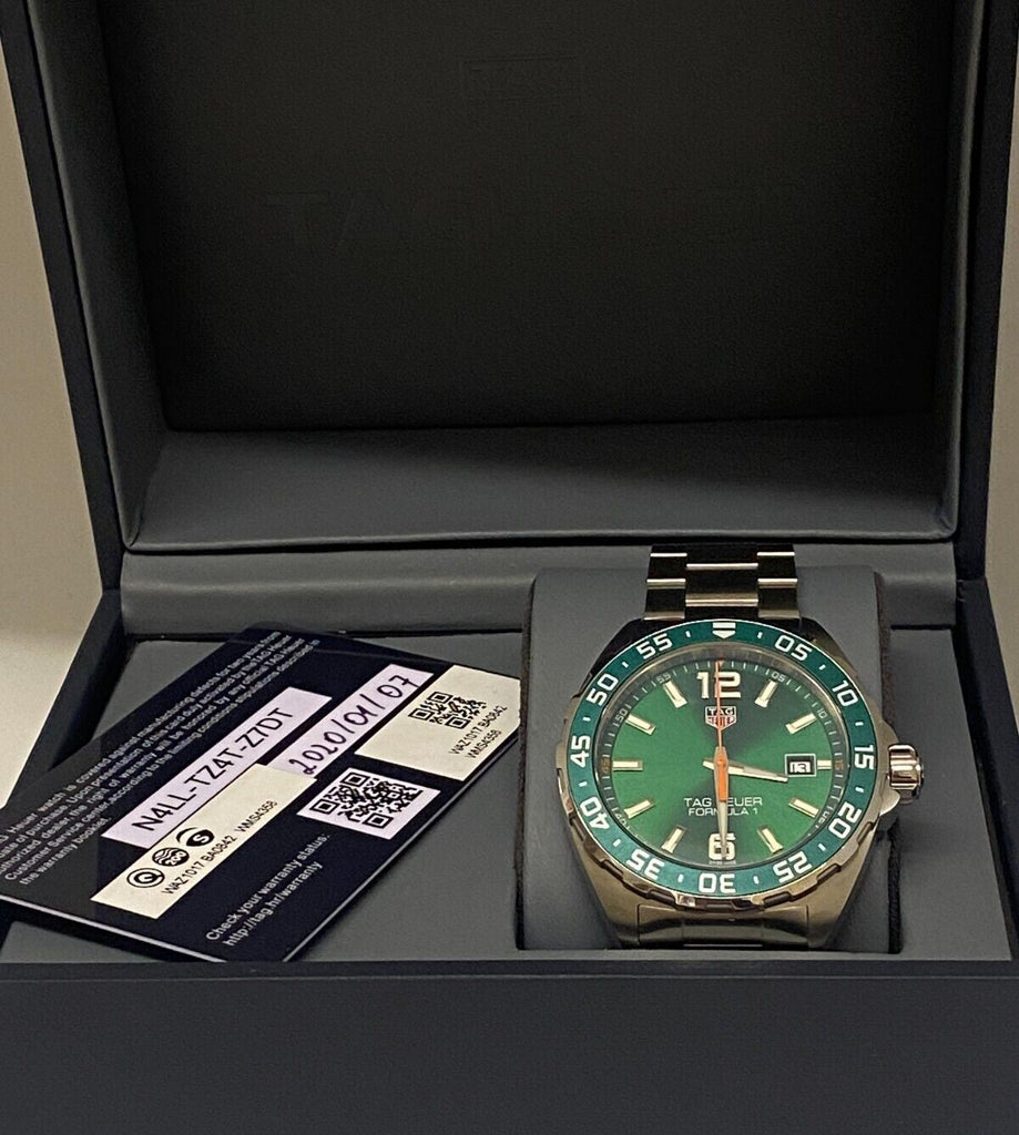 Tag Heuer Formula 1 Limited Edition Green Dial Silver Steel Strap Watch for Men - WAZ1017.BA0842