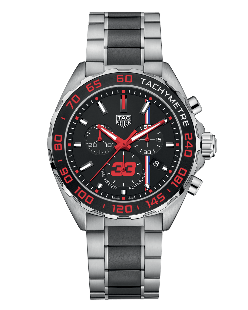 Tag Heuer Formula 1 Max Verstappen Limited Edition Grey Dial Two Tone Steel Strap Watch for Gents - CAZ101U.BA0843
