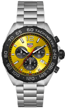 Tag Heuer Formula 1 Quartz Chronograph Yellow Dial Silver Steel Strap Watch for Men - CAZ101AM.BA0842