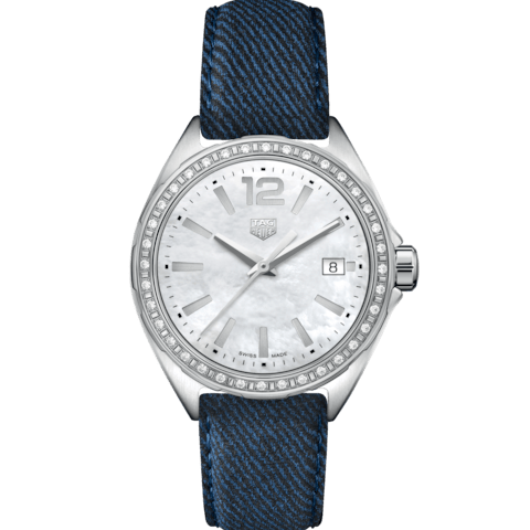 Tag Heuer Formula 1 Quartz Diamonds Mother of Pearl Dial Blue Leather Strap Watch for Women - WBJ131A.FC8251