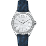 Tag Heuer Formula 1 Quartz Diamonds Mother of Pearl Dial Blue Leather Strap Watch for Women - WBJ131A.FC8251