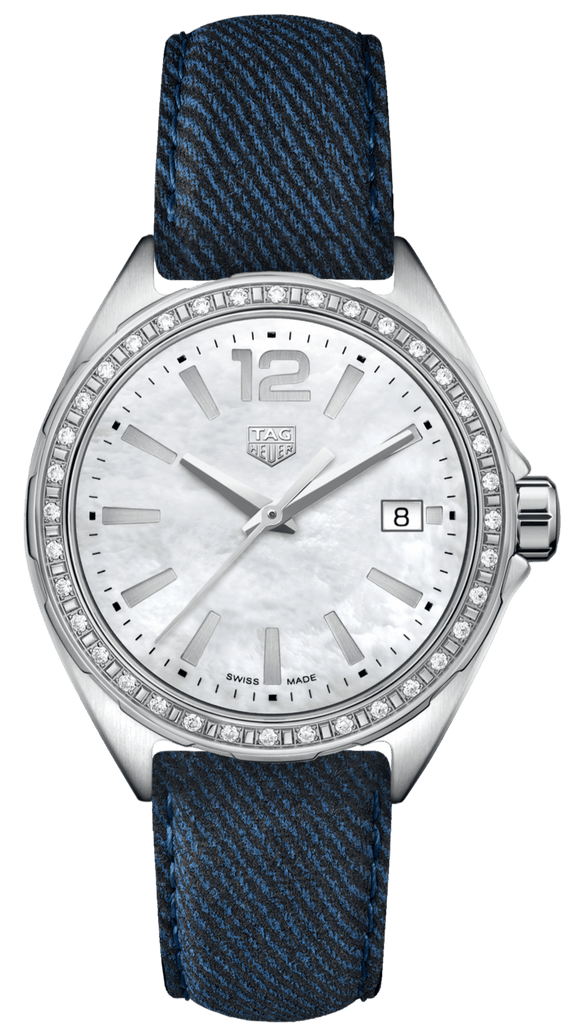 Tag Heuer Formula 1 Quartz Diamonds Mother of Pearl Dial Blue Leather Strap Watch for Women - WBJ131A.FC8251