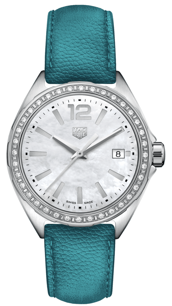 Tag Heuer Formula 1 Quartz Diamonds Mother of Pearl Dial Blue Leather Strap Watch for Women - WBJ131A.FC8256