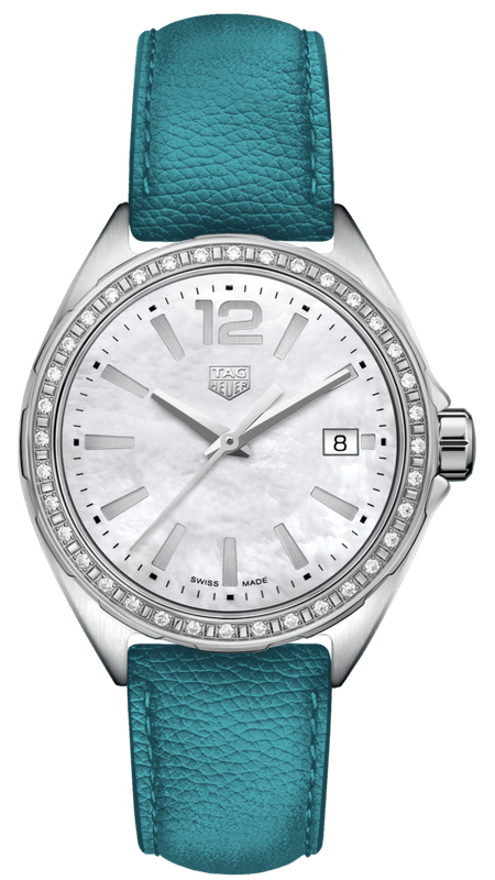 Tag Heuer Formula 1 Quartz Diamonds Mother of Pearl Dial Blue Leather Strap Watch for Women - WBJ131A.FC8256
