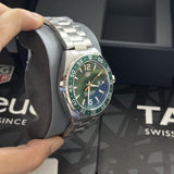 Tag Heuer Formula 1 Quartz Green Dial Silver Steel Strap Watch for Men - WAZ1017.BA0842
