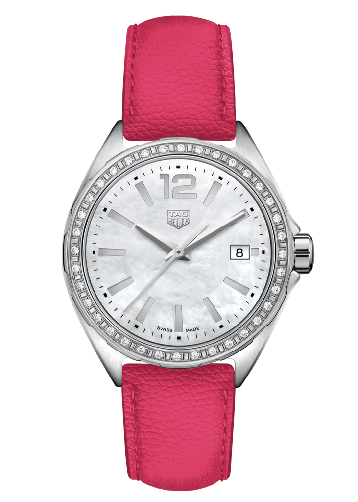 Tag Heuer Formula 1 Quartz Mother of Pearl Dial Pink Leather Strap Watch for Women - WBJ131A.FC8252