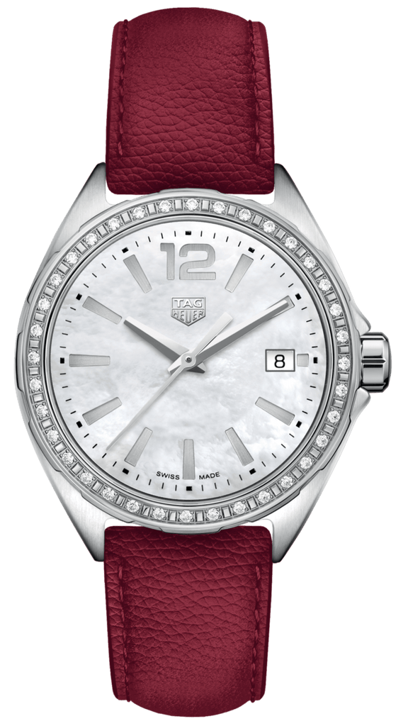 Tag Heuer Formula 1 Quartz Mother of Pearl Dial Red Leather Strap Watch for Women - WBJ131A.FC8253
