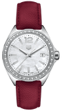 Tag Heuer Formula 1 Quartz Mother of Pearl Dial Red Leather Strap Watch for Women - WBJ131A.FC8253