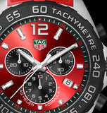 Tag Heuer Formula 1 Chronograph 41mm Red Dial Red Rubber Strap Watch for Men - CAZ101AN.FT8055