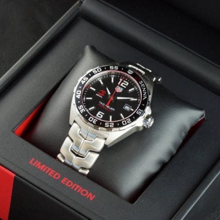 Tag Heuer Formula 1 Senna Limited Edition Black Dial Silver Steel Strap Watch for Men - WAZ1012.BA0883