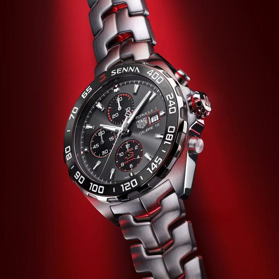 Tag Heuer Formula 1 Senna Limited Edition Black Dial Silver Steel Strap Watch for Men - WAZ1012.BA0883