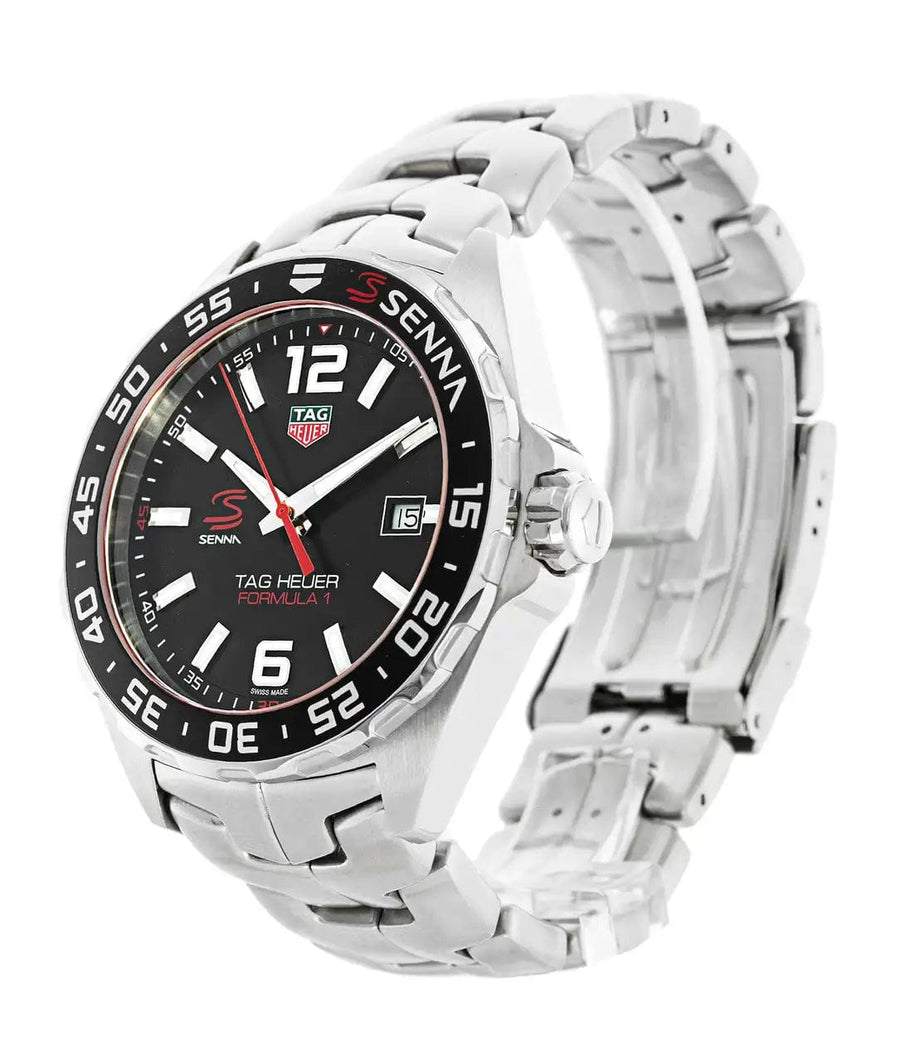 Tag Heuer Formula 1 Senna Limited Edition Black Dial Silver Steel Strap Watch for Men - WAZ1012.BA0883