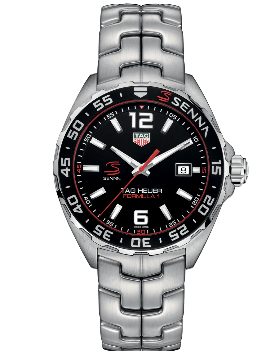 Tag Heuer Formula 1 Senna Limited Edition Black Dial Silver Steel Strap Watch for Men - WAZ1012.BA0883