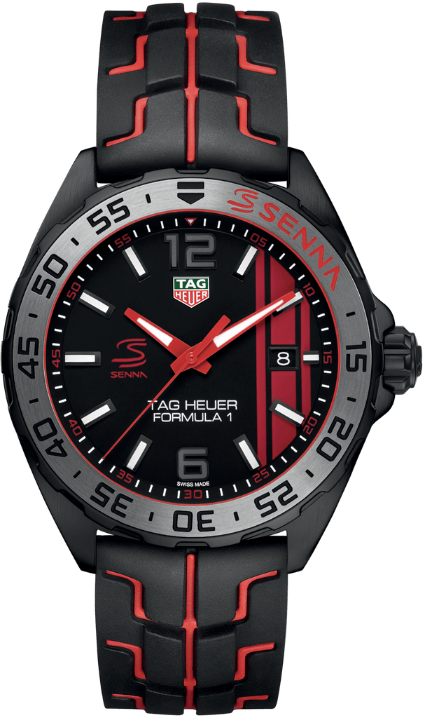 Tag Heuer Formula 1 Senna Special Edition Black Dial Two Tone Rubber Strap Watch for Men - WAZ1014.FT8027