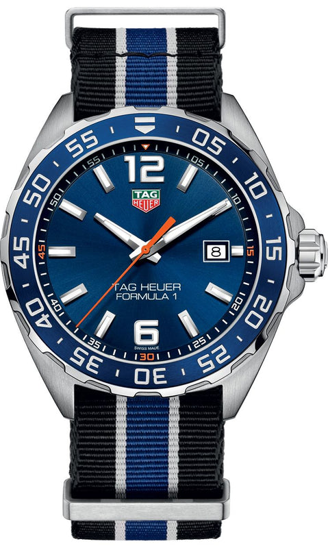 Tag Heuer Formula 1 Quartz Blue Dial Two Tone NATO Strap Watch for Men - WAZ1010.FC8197