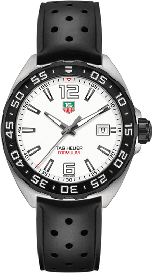 Tag Heuer Formula 1 Quartz White Dial Black Rubber Strap Watch for Men -  WAZ1111.FT8023