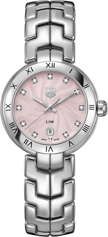 Tag Heuer Link Diamonds Pink Dial Silver Steel Strap Watch for Women - WAT1415.BA0954