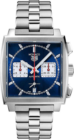Tag Heuer Monaco Automatic Chronograph Blue Dial Silver Steel Strap Watch for Men - CBL2111.BA0644