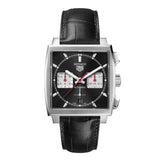 Tag Heuer Monaco Automatic Chronograph Black Dial Black Leather Strap Watch for Men - CBL2113.FC6177