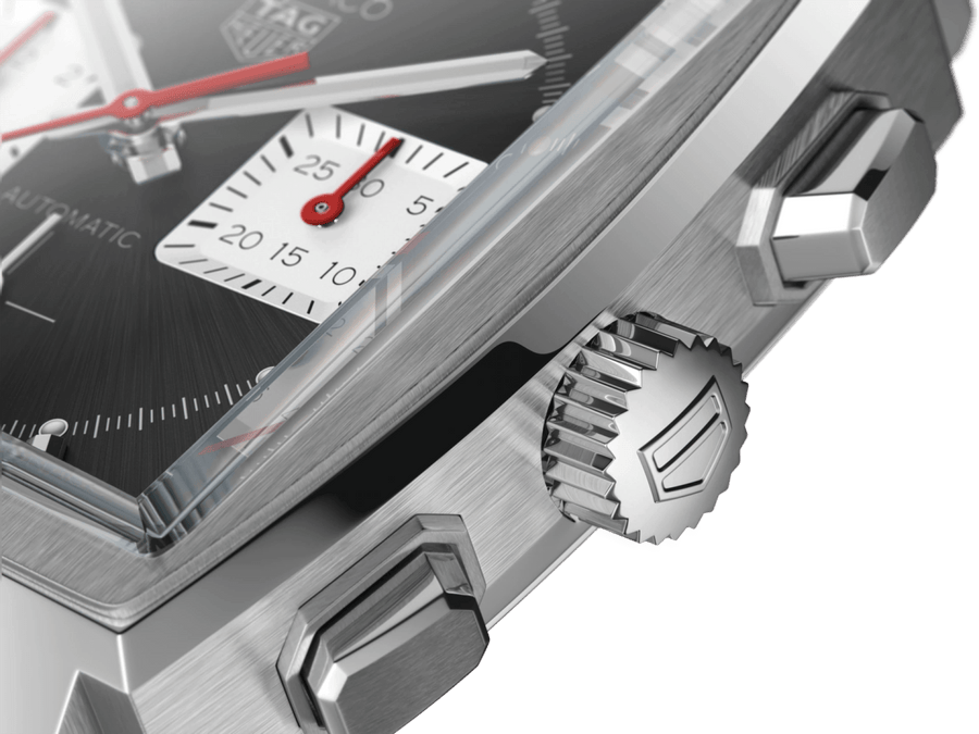Tag Heuer Monaco Automatic Chronograph Black Dial Silver Steel Strap Watch for Men - CBL2113.BA0644