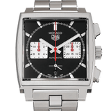 Tag Heuer Monaco Automatic Chronograph Black Dial Silver Steel Strap Watch for Men - CBL2113.BA0644