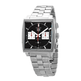 Tag Heuer Monaco Automatic Chronograph Black Dial Silver Steel Strap Watch for Men - CBL2113.BA0644