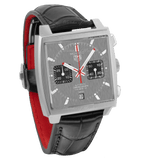 Tag Heuer Monaco Calibre 12 Final Edition Chronograph Grey Dial Black Leather Strap Watch for Men - CAW211J.FC6476