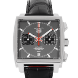 Tag Heuer Monaco Calibre 12 Final Edition Chronograph Grey Dial Black Leather Strap Watch for Men - CAW211J.FC6476