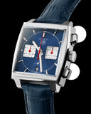 Tag Heuer Monaco Automatic Chronograph Blue Dial Blue Leather Strap Watch for Men - CBL2111.FC6453