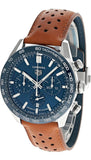 Tag Heuer Carrera Automatic Chronograph Blue Dial Brown Leather Strap Watch for Men - CBN2A1A.FC6537