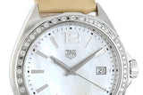 Tag Heuer Formula 1 Quartz 35mm Diamond Mother of Pearl Dial Beige Leather Strap Watch for Women - WBJ131A.FC8254