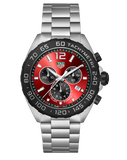 Tag Heuer Formula 1 Quartz Chronograph Red Dial Silver Steel Strap Watch for Men - CAZ101AN.BA0842