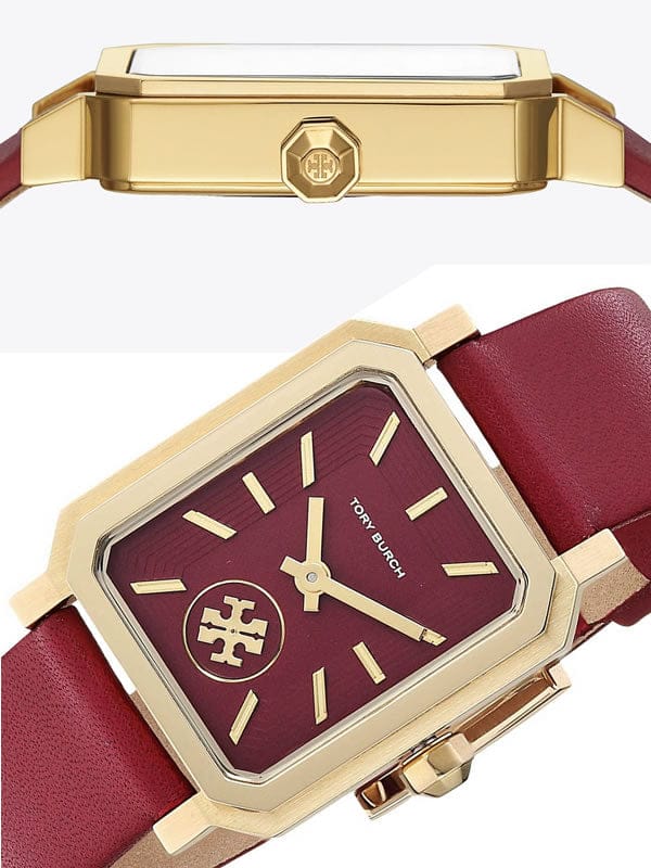 Tory Burch Robinson Quartz Red Dial Red Leather Strap Watch for Women - TBW1505