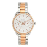 Fossil Tailor White Dial Two Tone Steel Strap Watch for Women - ES4396