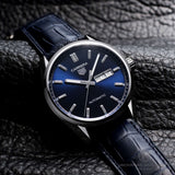 Tag Heuer Carrera Day Date Blue Dial Blue Leather Strap Watch for Men - WBN2012.FC6502