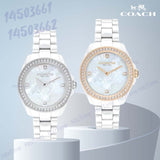 Coach Preston Mother of Pearl White Dial White Steel Strap Watch for Women - 14503662