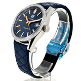 Tag Heuer Carrera Quartz 39mm Diamond Blue Dial Blue Leather Strap Watch for Women - WAR1114.FC6391