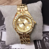 Guess Dazzling Diamonds Gold Dial Gold Steel Strap Watch for Women - W85110L1