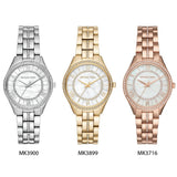 Michael Kors Lauryn Mother of Pearl White Dial Gold Steel Strap Watch for Women - MK3899