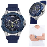 Guess Genesis Multi Function Analog Blue Dial Blue Rubber Strap Watch For Men - W1254G1