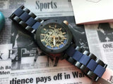 Fossil Modern Machine Automatic Skeleton Blue Dial Two Tone Steel Strap Watch for Men - ME3133