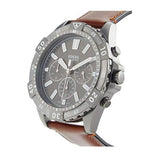 Fossil Garrett Chronograph Grey Dial Brown Leather Strap Watch for Men - FS5770