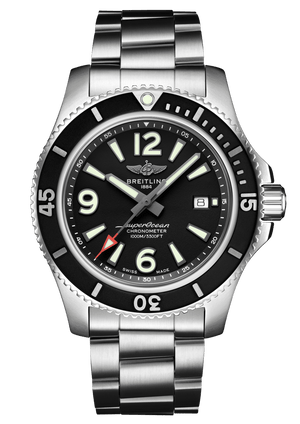 Breitling Superocean Automatic 44mm Black Dial Silver Steel Strap Watch for Men - A17367D71B1A1