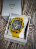 Guess Phoenix Multi Function Black Dial Yellow Rubber Strap Watch for Men - GW0203G6