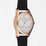 Tissot T Wave Diamond Mother of Pearl Dial Black Leather Strap Watch For Women - T112.210.36.111.00